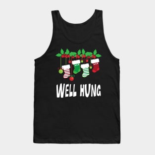 'Funny Well Hung ' Funny Christmas Santa Sock Tank Top